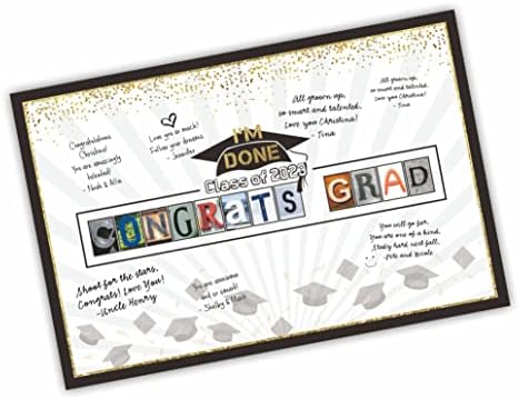 Parabéns graduado grande cartão de assinatura ， classe de 2023 Livro de visitas Alternativa ， Decorações de