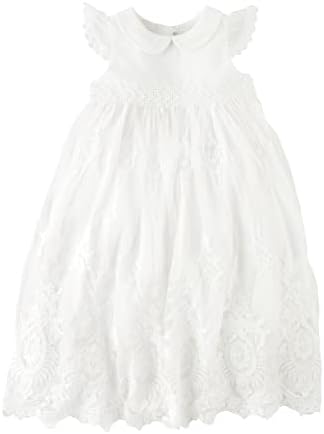 Vestido de batismo de torta de lama, branco, 0-6 meses