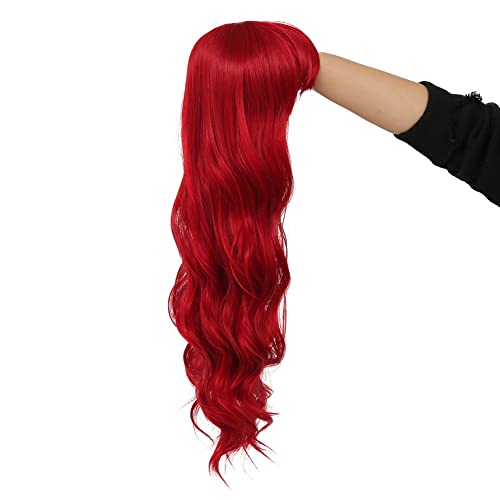 Dai Cloud Red Wigs com franja para mulheres longas onduladas curiosas mulheres sintéticas peruca cosplay diariamente
