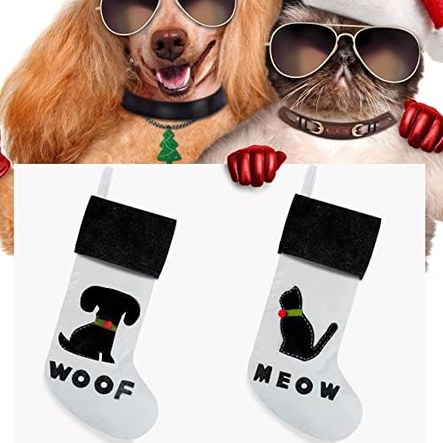 Allyors Christmas Cat Meking, Pet Xmas pendurando meia meia de Natal, bolsa de gato preto com gato