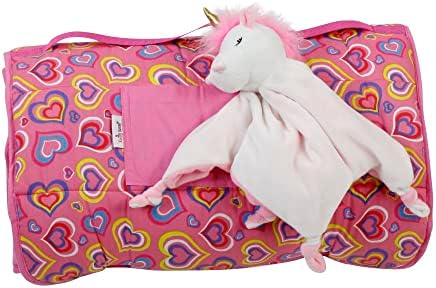Emily Rose Toddler Kids Rollup Nap tapete com travesseiro removível e unicórnio Lovey! | algodão