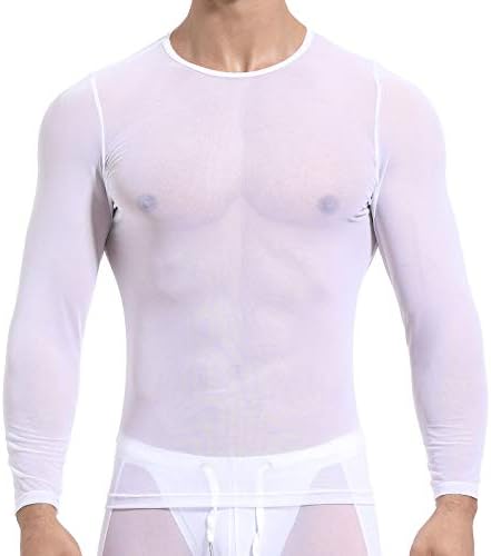 Aiihoo Men's See-through Mesh Breathable Sports Compression Camisa de compressão Running Boxing Singlet