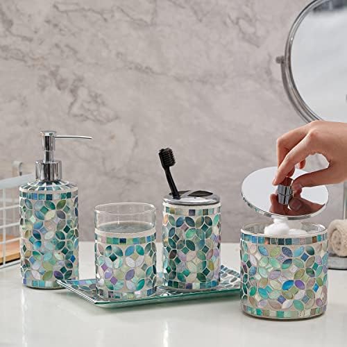Kmwares Decorative Mosaic Glass Banheiro Acessórios para banheiros Conjunto de 5pcs - Inclui