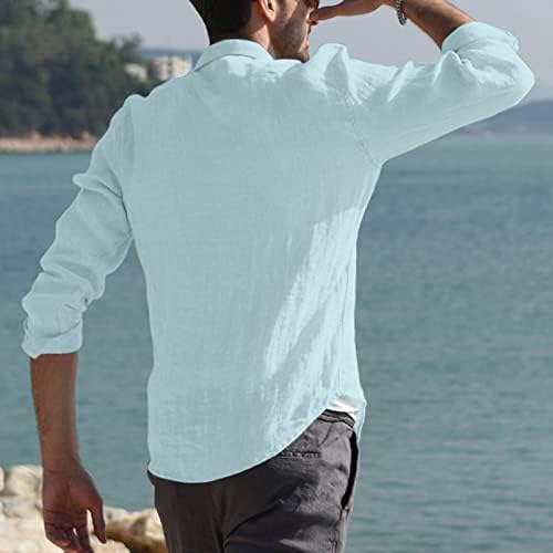 Novo cânhamo de algodão de algodão masculino Top de verão confortável Moda 3/4 Blusa de decote em V M-4xl