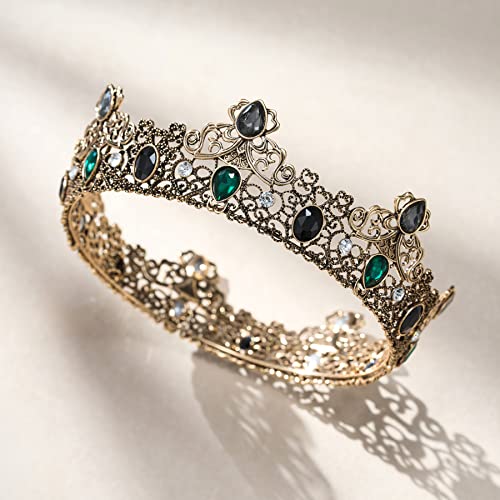 Sweetv Medieval Tiara Crown for Women, Renascença da rainha real DIADEM DIADENTE, POMPENDO DE COMPRIMENTO
