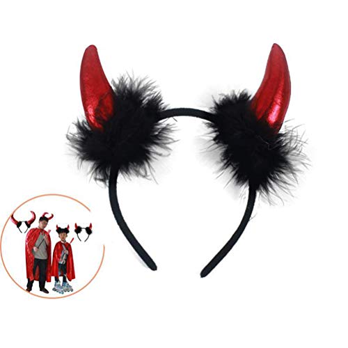 Lurrose 5pcs Red Horn Head Band Band Black Fluffy Devil Hairband Party Hair Acessórios para Cosplay Halloween