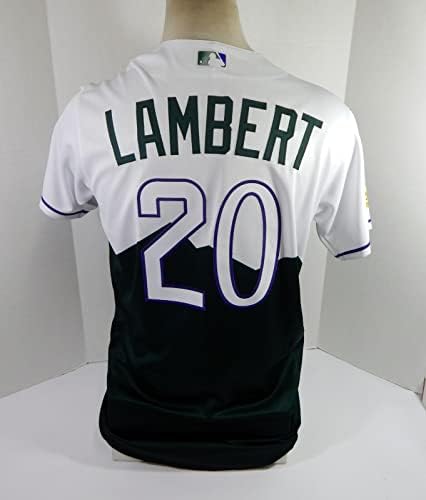 2022 Colorado Rockies Peter Lambert 20 Jogo emitido Green Jersey City Connect 5 - Jogo usado MLB