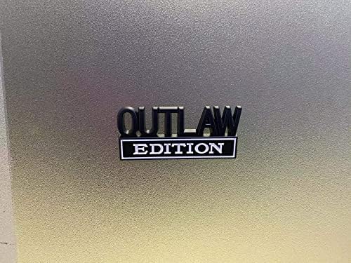 2x Outlaw Edition 3D Logo Metal Chrome Crachá para caminhão de carro, preto/branco
