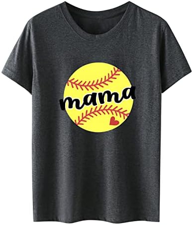 Camisas de verão para mulheres 2023, Camisas engraçadas de mamãe de beisebol feminino mãe mamãe macia