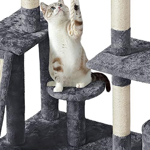 Yaheetech Multi-Level Cat Tree Tower para gatos internos, condomínio de gatos com postes de arranhões, mobília