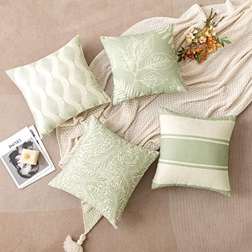 Miulee Conjunto de 4 capas de travesseiro verde da primavera