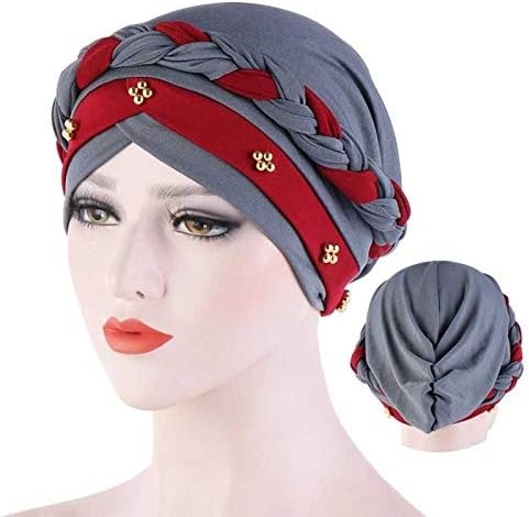 WPYYI Bonra-cor de duas cores Hijab Caps Spring e Autumn Muslim Wrap Turban Cap Moda de algodão Hijabs Bonnet