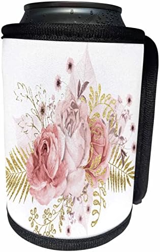 3drose bonita rosa e imagem de ilustração floral dourada - enrolamento de garrafa mais fria