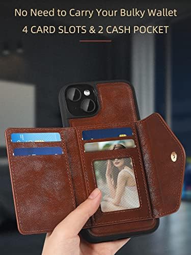 Wrukklca compatível com o iPhone 14 Plus Wallet Case, capa de telefone de couro PU com suporte para cartão,