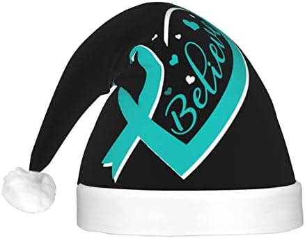 Conscientização do câncer de ovário 3 chapéu de Natal Mulheres do Hat de Papai Noel Unisisex Xmas