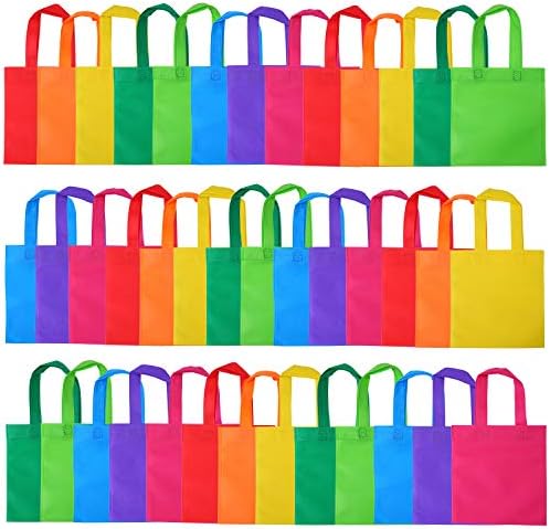 Elcoho 40 peças sacos de festa não tecidos Bolsas de presente Bolsa Treat Bag Rainbow Colorie Goodie Tote com