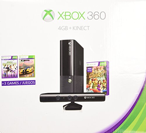 Pacote de férias do Xbox 360 4GB Kinect com 3 jogos Forza Horizons, Kinect Sports e Kinect Adventures