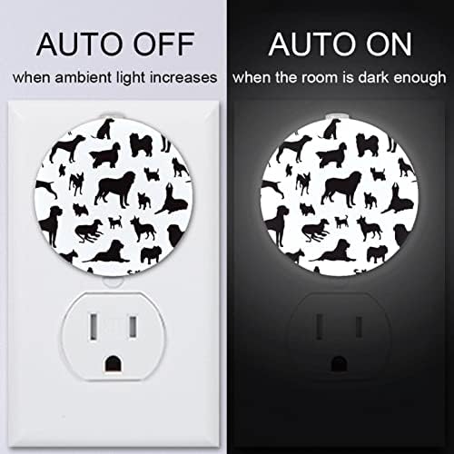 2 Pacote de plug-in Nightlight Night Night Light Dog Silhuetas com Sensor de Dusk-to-Dawn para Quarto de