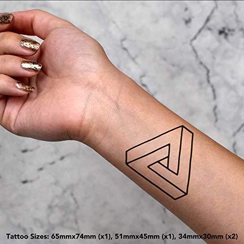 Azeeda grande tatuagem temporária 'Penrose Triangle'