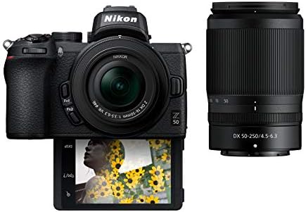 Nikon Z50 Câmera digital sem espelho com flip em Selfie/vlogger LCD | 2 kit de lente zoom inclui: