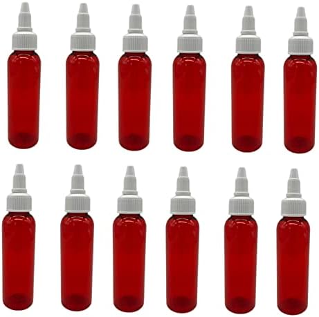 2 oz Red Cosmo Garrafas plásticas -12 Pacote de garrafa vazia Recarregável - BPA livre - óleos essenciais - aromaterapia