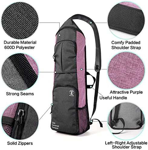 Warrior2 Portador de Yoga Mat Holder, mochila de ioga se encaixa no tapete de espessura de 1/2 polegada, bolsos