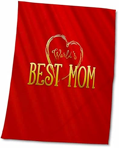 3drose houk design digital - Melhor mãe do mundo - ouro no fundo vermelho - toalhas