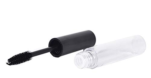 Besyousel10ml Tubo de rímel vazio com tampa preta, recipientes cosméticos recarregáveis ​​e varinha,