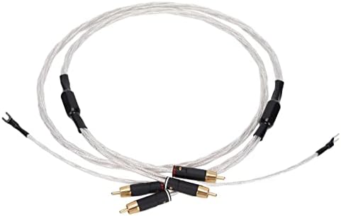 Audiophiles RCA Cable, 2RCA Male to 2RCA Male Audio Aux Cable com fio de terra para fonógrafo de recordes de vinil