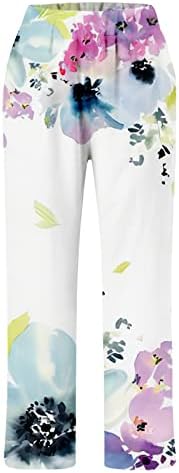 Calças de linho de algodão Capri Women Women Summer Casual Capri Pants com bolsos calças de