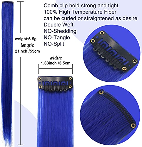 JCHDWSGUO 16 PCS Extensões de cabelo coloridas 21 polegadas resistentes ao calor Extensões sintéticas
