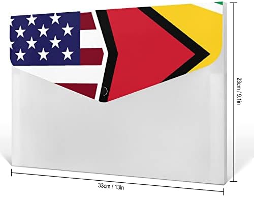 American e Guyana Flag 6 Pocket Organizador de arquivos em expansão A4 Pastas de tamanhos impermeáveis