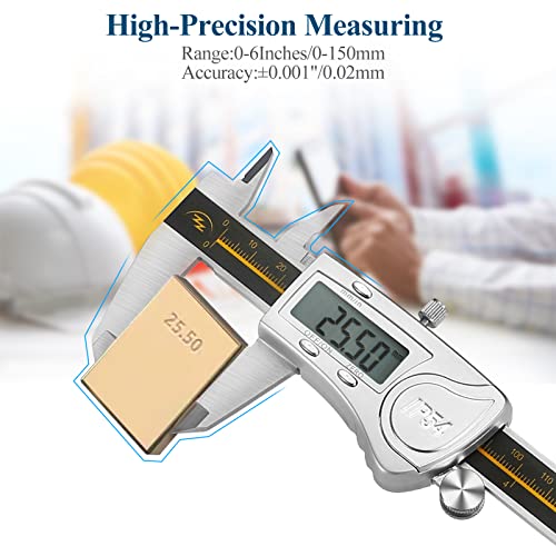 Lzhzjoy Digital PILIPER 6 polegadas Aço inoxidável Ferramenta de medição de pinça de alta precisão,