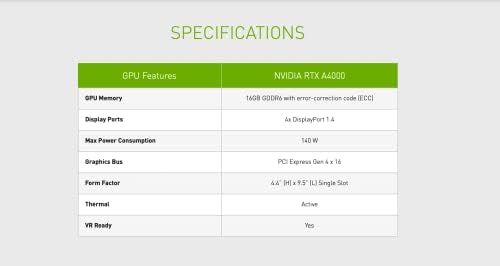 nvidia leadtek rtx a4000 ampere pcie 4.0 x16 graphics gpu cartão 16gb gddr6 ecc