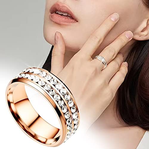 2023 Novo aço de titânio aço duplo anel de diamante coreano moda moda aço inoxidável diamante casal