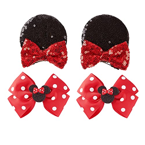 2 pares orelhas de mouse clipes de cabelo e arcos de cabelo de mouse barretas para mulheres meninas