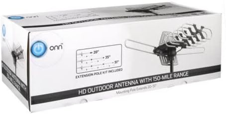 ONN ONA18CH901 HD Antena externa com alcance de 150 milhas + Pole incluído