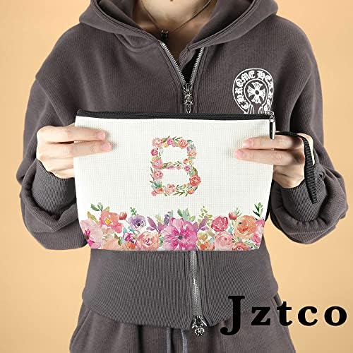 Bolsa de maquiagem inicial da JZTCO, Monograma Saco Presente Personalizado, Adequado para Casamento, Praia,