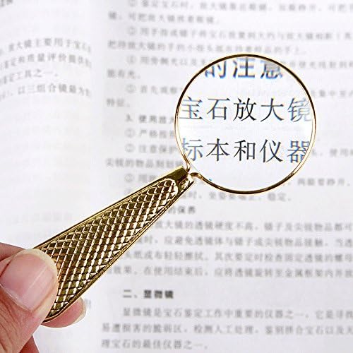 Huangxing - Mini Lente de vidro óptico de moldura de metal de mão vintage Mini