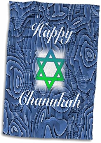 3drose florene - temas judeus - impressão de chanukah azul com estrela azul verde - toalhas