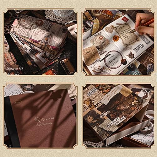 Kit de scrapbook upsytio vintage, materiais de recortes de registro de scrapbooking com caderno de