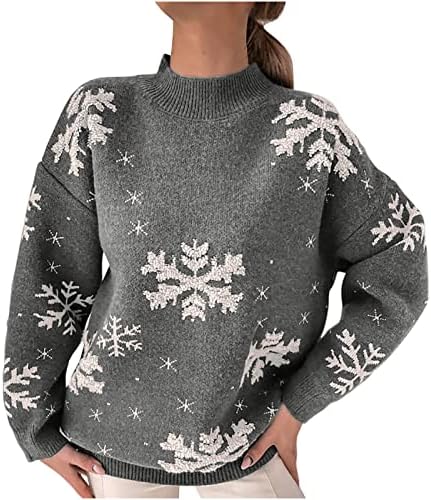 Mulheres Ugly Christmas Sweater de manga comprida inverno quente sweater solto sweater snowflake