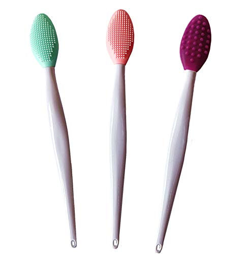 3 PCS Brush de esfoliação labial, escova de lábios esfoliante de silicone de dupla face, escova esfoliante