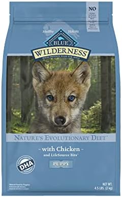 Buffalo Blue Buffalo Wilderness Alta proteína, comida de cachorro de cachorro natural, frango 4,5 lb