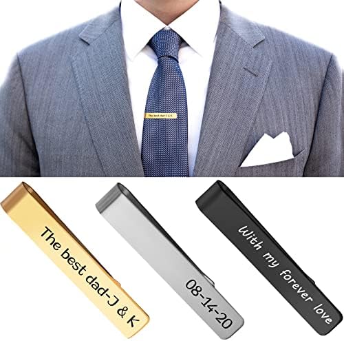Clipe de gravata personalizado, barra de gravata personalizada com aço inoxidável para homens, presente