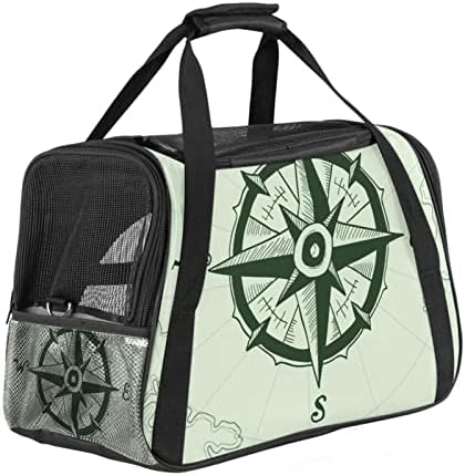 Portador de animais de estimação, conforto macio portátil Viagem dobrável Bolsa de estimação, Retro Compass Green