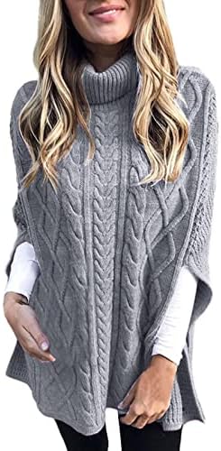 Suéter de poncho para feminino malha a cabo gurtleneck cape shawls sweater sweater de outono