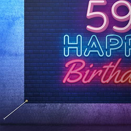 Glow Neon feliz 59º aniversário Banner Decor preto - colorido brilhante de 59 anos de idade de