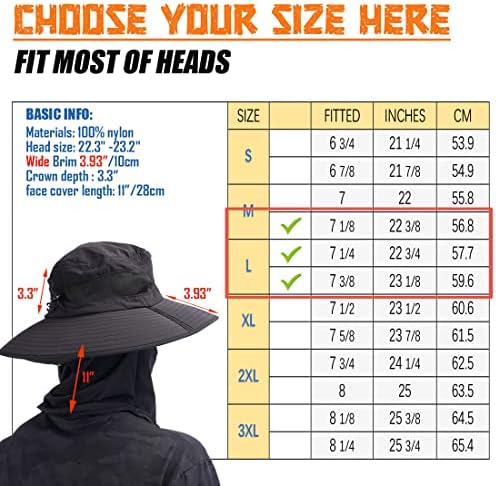 Chapéu de caçador de pesca com capa de aba do pescoço Chapéu de safari com proteção UPF50 para homens ou