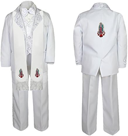 Unotux Baby Boy Communion Formal Paisley Suit Gold Guadalupe Stole & Back SM-20